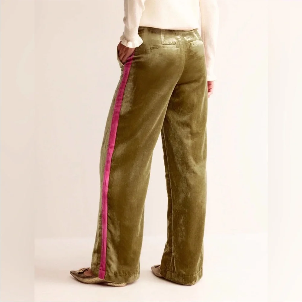 Boden Westbourne Velvet Trousers Relaxed Wide Leg High Rise Groovy US 6R Rare - Picture 7 of 9